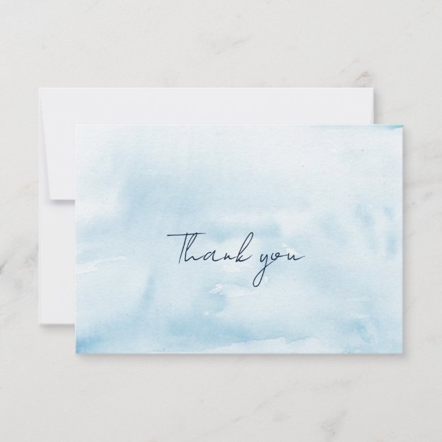 Watercolor Script Wedding Thank You Card (Front)