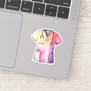 Watercolor Scrubs and Stethoscope 