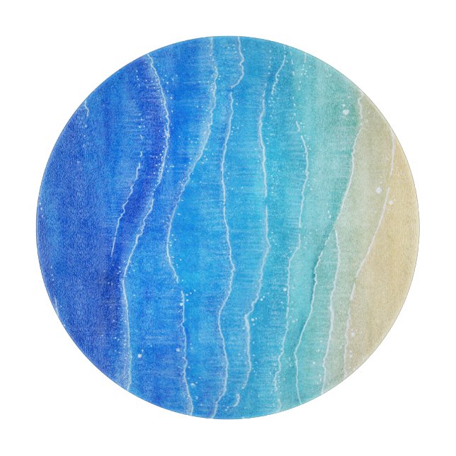 Watercolor sea and beach view. cutting board (Front)