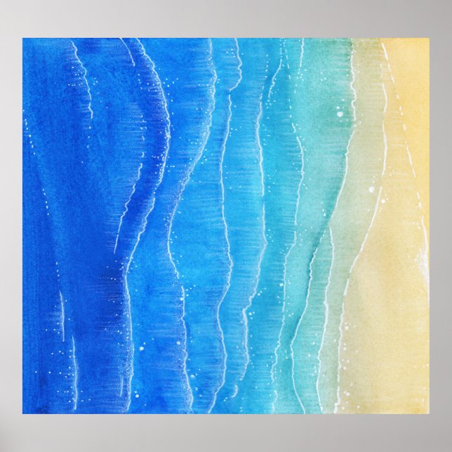 Watercolor sea and beach view. poster (Front)