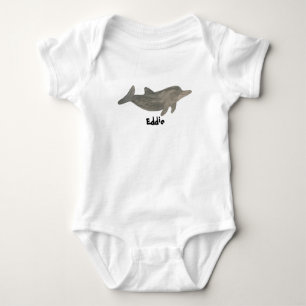 Watercolor Sea Animal Dolphin Baby Bodysuit