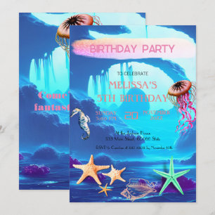 Watercolor Sea Animals Birthday Party Invitation