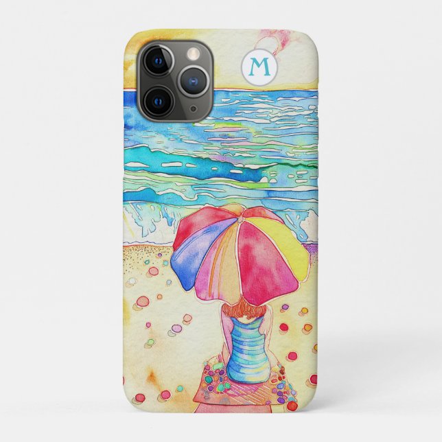 *~* Watercolor Sea Beach Umbrella Sand Case-Mate  iPhone Case (Back)