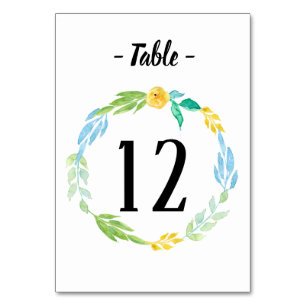 Watercolor Sea Blue Floral Wedding Table Number