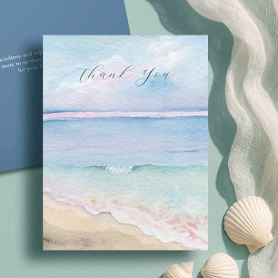 Watercolor Sea Funeral Thank You Cards