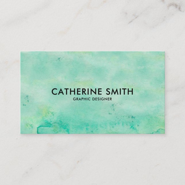 Watercolor Sea Green Business Card (Front)