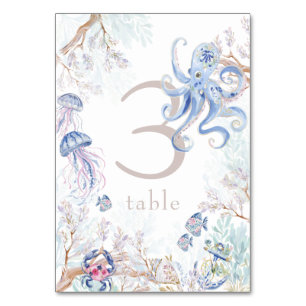 Watercolor Sea Life Baby Shower Table Number 