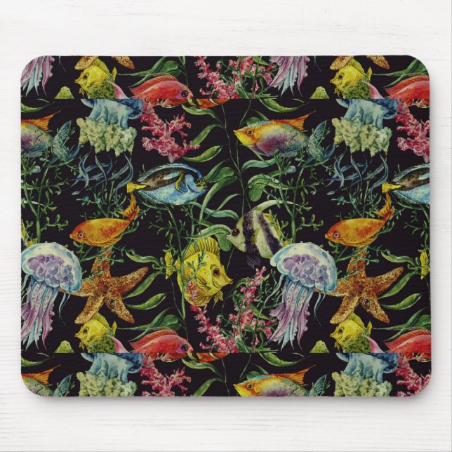 Watercolor Sea Life Pattern 1 Mouse Pad (Front)