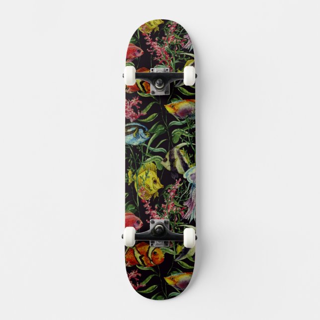 Watercolor Sea Life Pattern 1 Skateboard (Front)