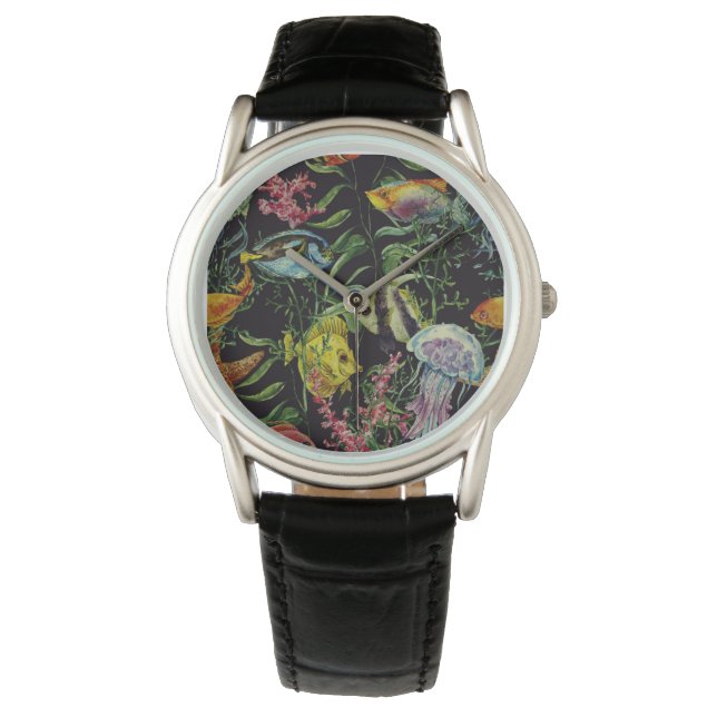 Watercolor Sea Life Pattern 1 Watch (Front)