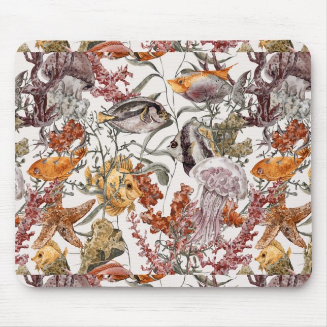 Watercolor Sea Life Pattern 2 Mouse Pad (Front)