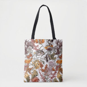 Watercolor Sea Life Pattern 2 Tote Bag