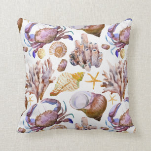 Watercolor Sea Life Pattern 4 Cushion