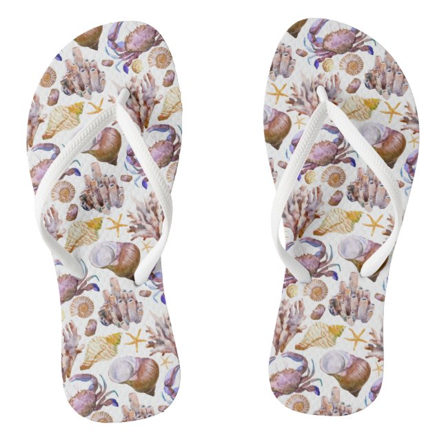 Watercolor Sea Life Pattern 4 Jandals (Footbed)