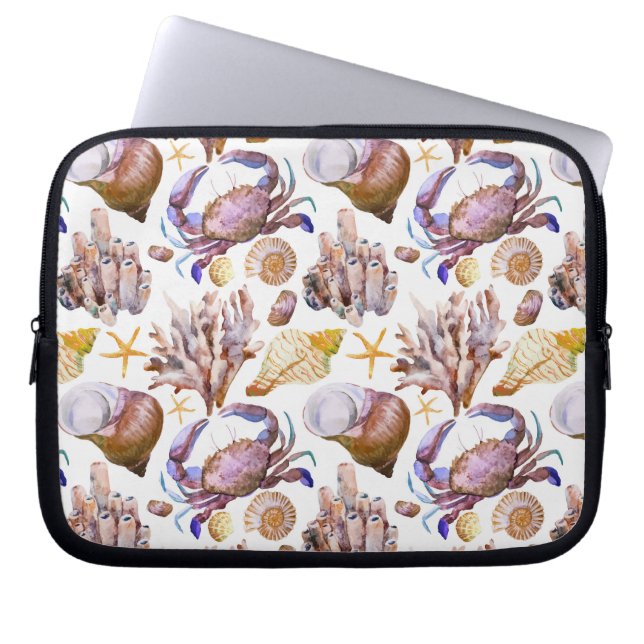 Watercolor Sea Life Pattern 4 Laptop Sleeve (Front)