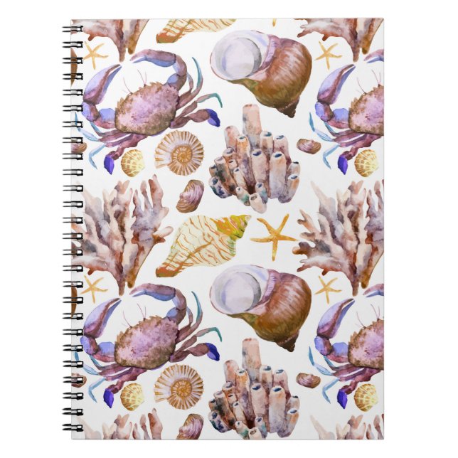 Watercolor Sea Life Pattern 4 Notebook (Front)