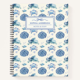 Watercolor Sea Life Pattern Custom Spiral Notebook