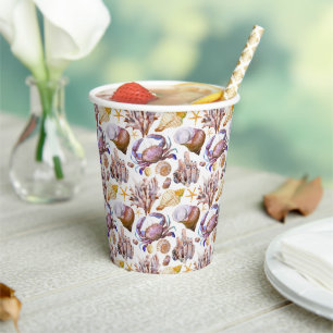 Watercolor Sea Life Pattern Paper Cups