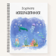 Watercolor Sea Life Personalised Sketchbook