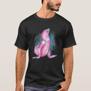 Watercolor Sea Lion Deep Ocean Creatures and Rift  T-Shirt