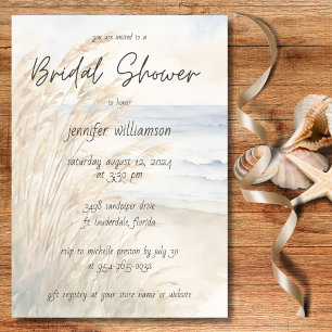 Watercolor Sea Oats Bridal Shower  Invitation