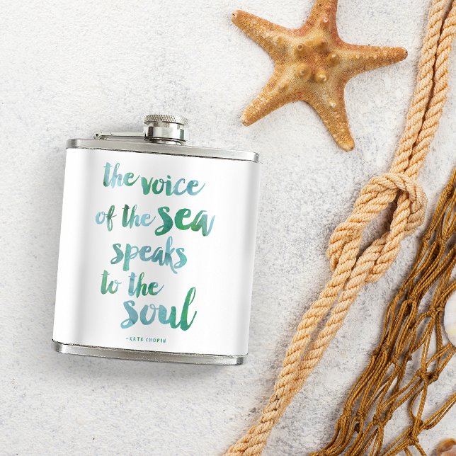 Watercolor Sea Quote Flask (Creator Uploaded)
