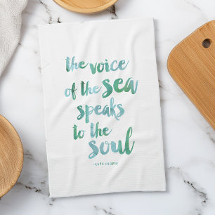 Watercolor Sea Quote Kitchen Towel