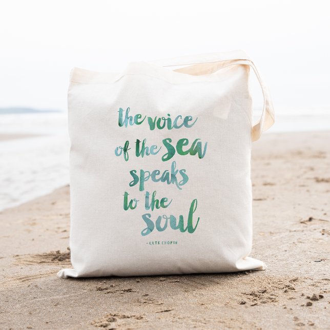 Watercolor Sea Quote Tote Bag (Creator Uploaded)