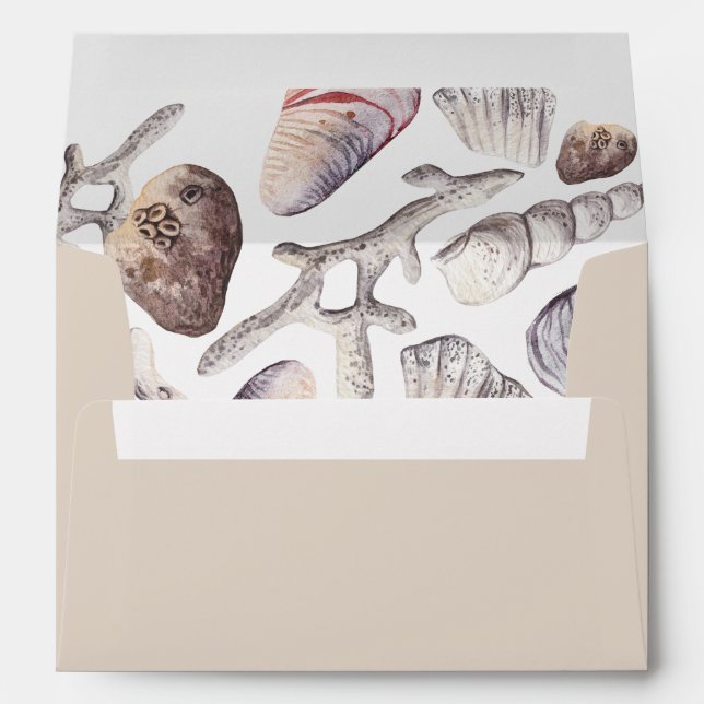 Watercolor Sea Shell and Coral for 5x7 card Envelope (Back (Bottom))