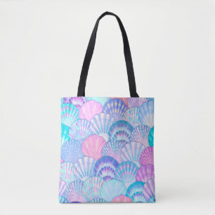 Watercolor sea shell seamless pattern. Hand drawn Tote Bag
