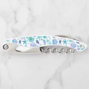 Watercolor Sea Shells and Starfish Corkscrew
