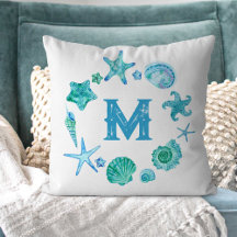 Watercolor Sea Shells and Starfish Monogrammed