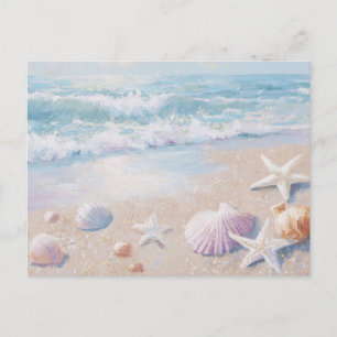 Watercolor Sea Shells Coastal Art Postcard 