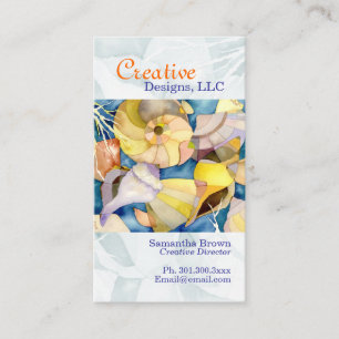 Watercolor Sea Shells Designer Business Card