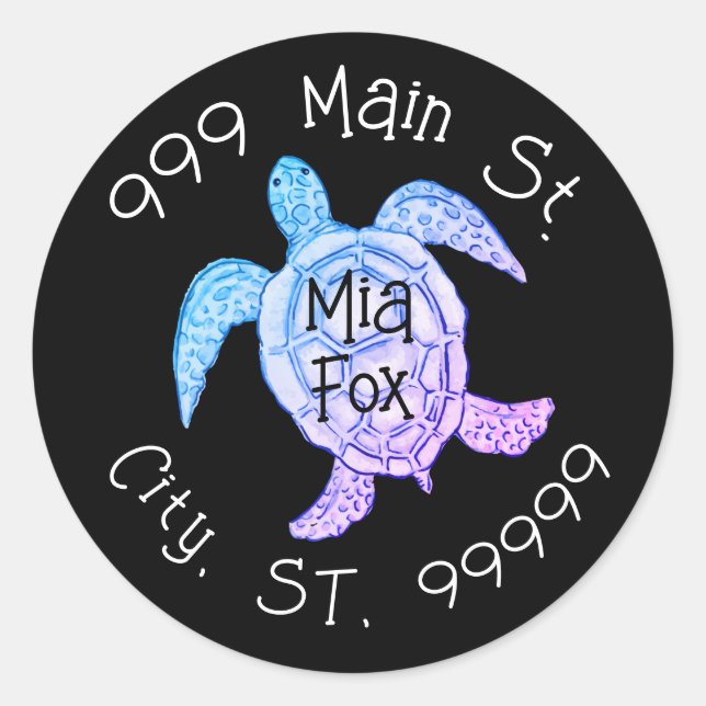 Watercolor sea turtle address label (Front)