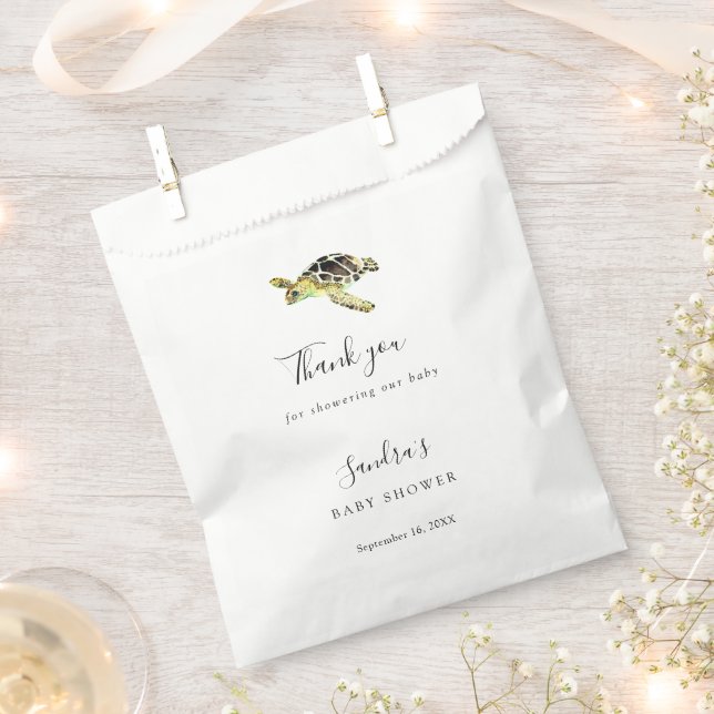 Watercolor Sea Turtle Baby Shower Custom Favour  Bags (Clipped)