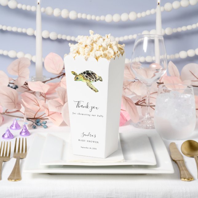 Watercolor Sea Turtle Baby Shower Simple Minimal Favour Box (Wedding)