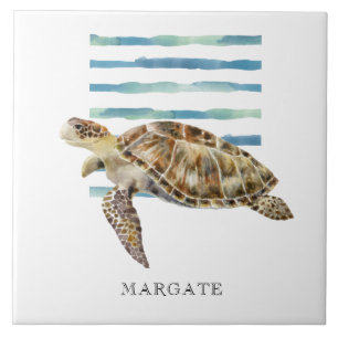 Watercolor  SEA TURTLE  Beach Coastal MARGATE   Tile