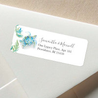 Watercolor Sea Turtle Beach Return Address