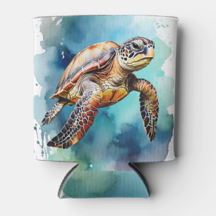 Watercolor Sea Turtle Can Cooler