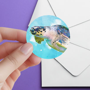 Watercolor Sea Turtle Envelope Sticker Seal