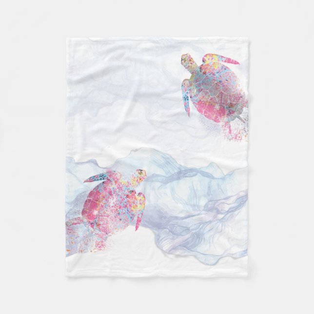 Watercolor Sea Turtle Fleece Blanket (Front)