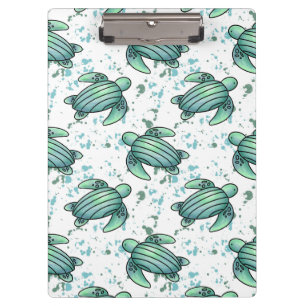 watercolor sea turtle green blue pattern animal clipboard