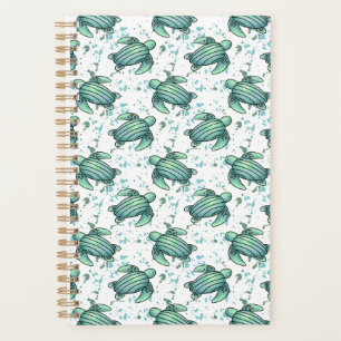 watercolor sea turtle green blue pattern animal planner