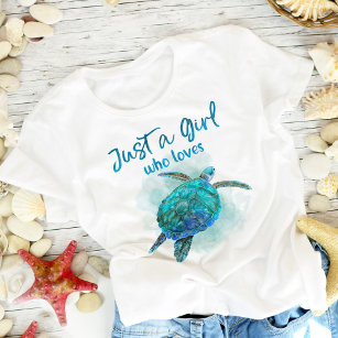 Watercolor Sea Turtle Lover Just a Girl Who Loves  T-Shirt