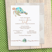 Watercolor Sea Turtle & Monstera Leaf Wedding