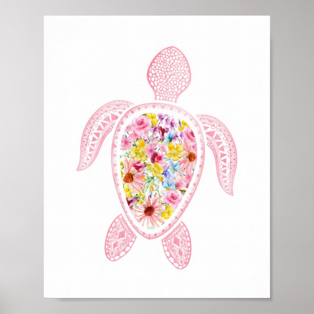 Watercolor Sea Turtle Nursery Poster (Front)
