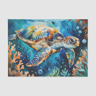 Watercolor Sea Turtle Ocean Decor Decoupage Tissue Paper
