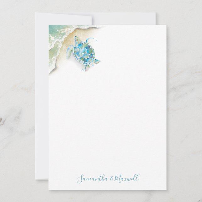 Watercolor Sea Turtle Ocean Personalised Note Card (Front)