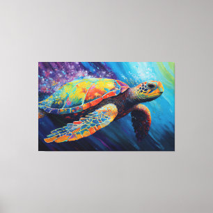 Watercolor Sea Turtle Painting Canvas Print